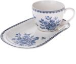 4home Blue Rose porcelán bögre tálcával , 445 ml