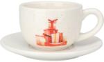4home Piros ajándék karácsonyi porcelán csésze csészealjjal, 250 ml