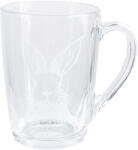 Clayre & Eef Set 6 cani sticla transparenta alba Iepuras 11x8x11 cm, 300 ml (RAEGL0006)