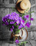 iPicasso Set pictura pe numere, cu sasiu, Flori violet, 40x50 cm (PC40501064)