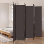 vidaXL Параван за стая, 6 панела, кафяв, 300x220 см, плат (350207)