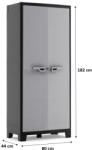 KIS TITAN MULTISPACE Műanyag szekrény, 80 x 44 x 182 cm, szürke/fekete 240618 (241042)