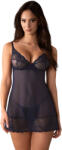 Obsessive Nightly Blue Chemise & Thong Black M/L