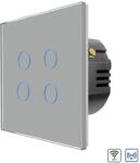 Luxion Intrerupator Cvadruplu Wi-Fi + RF433 cu Touch din Sticla LUXION - culoare gri