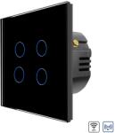 Luxion Intrerupator Cvadruplu Wi-Fi + RF433 cu Touch din Sticla LUXION - culoare negru