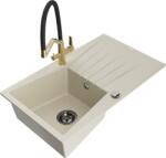 Mexen Cesar, 1 kamrás gránit mosogató 775x470x190 mm és Duo mosogató csaptelep, bézs, 6514-69-671701-57-B (6514-69-671701-57-B)
