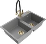 Mexen Tomas, 2 kamrás gránit mosogató 800x500x190 mm és konyhai csaptelep Duo, szürke, 6516-71-671701-57-G (6516-71-671701-57-G)