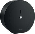 Delabie ipari nagytekercses WC-papír adagoló 200m tekercsekhez, D=245mm, zárható, vandálbiztos r. m. acél ház, matt fekete (DEL510911BK)