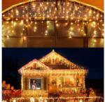  Led jégcsap fényfüzér 360 db LED meleg fehér 8 programos, 12 méter