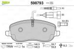 VALEO fékbetétkészlet, tárcsafék VALEO 598793 for FIAT (598793)