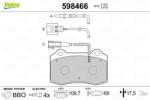 VALEO Fékbetét készlet VALEO 598466 for PEUGEOT (598466)