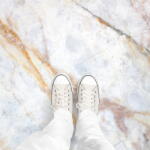 Ambiance Autocolant pentru podea Ambiance Authentic White Marble, 40 x 40 cm