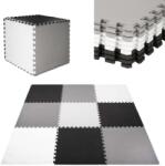 SPRINGOS Habszivacs puzzle szőnyeg - fekete-szürke 9 db-os (FM0026)