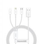 Baseus Cablu de date si incarcare Baseus Superior Series, USB-A - Lightning / microUSB / USB-C, 20W, 0.5m (Alb)