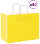 vidaXL 50 db sárga papírzacskók fogantyúkkal 32x17x25 cm (4101999)