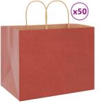 vidaXL 50 db piros papírzacskók fogantyúkkal 32x22x24 cm (4101749)
