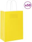 vidaXL 50 db sárga papírzacskók fogantyúkkal 15x8x21 cm (4101767)