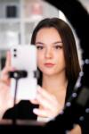  Rio Beauty LED körlámpa, 45cm átmérő, dimmelhető, hideg-meleg fény, sminkeléshez, vlogoláshoz, állítható állvánnyal