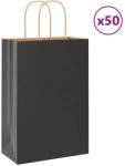 vidaXL 50 db fekete papírzacskók fogantyúkkal 21x11x31 cm (4101630)