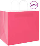 vidaXL 250 db rózsaszín papírzacskók fogantyúkkal 32x22x28 cm (4101680)