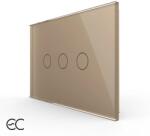 LIVOLO Intrerupator triplu cu touch Livolo din sticla, standard Italian, protocol ZigBee EC - Serie noua - culoare auriu