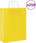 vidaXL 250 db sárga papírzacskók fogantyúkkal 32x12x42 cm (4102012)