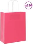 vidaXL 250 db rózsaszín papírzacskók fogantyúkkal 18x8x22 cm (4101670)