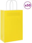vidaXL 50 db sárga papírzacskók fogantyúkkal 21x11x31 cm (4101770)
