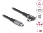 Delock Cablu USB 20 Gbps/4K60Hz PD 3.1 Extended Power Range 240W drept/unghi 90 grade 2m, Delock 81132 (81132)