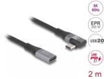Delock Cablu prelungitor USB 20 Gbps/4K60Hz PD 3.1 Extended Power Range 240W drept/unghi 90 grade 2m, Delock 81148 (81148)
