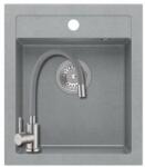 Quadron 1353+SAP4-F090GY - Quadron JOHNNY 100 gránit mosogató (430x500 mm, 1 medence) Silver stone + Zegor csaptelep szürke (1353+SAP4-F090GY)
