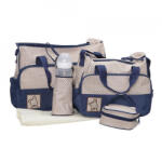 NOVOKIDS Set 3 genti bebe NOVOKIDS Mastella atasabile la carucior, Capacitate mare , Geanta termos pentru biberoane inclusa, dimensiune 39X35X10 cm , Albastru si Crem (NKMASTELLABAGBLUE)