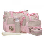 NOVOKIDS Set 3 genti bebe NOVOKIDS Mastella atasabile la carucior, Capacitate mare, Geanta termos biberoane inclusa, dimensiune 39X35X10 cm, Roz si Crem (NKMASTELLABAGPINK)