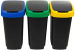 Rotho Coșuri de gunoi negre 3 buc. pentru reciclat din plastic reciclat 25 l Twist - Rotho Cos de gunoi