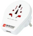 SKROSS Încărcător de călătorie Priză USB (240V/16A, US, UK, IT, AUS - EU2 pin, împământat) ALB 1.500260 (1.500260)
