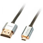 Lindy HDMI Csatlakozókábel [1x HDMI dugó - 1x HDMI dugó, D mikro] 1.00 m Szürke