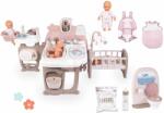 Smoby Set căsuță pentru păpușă în șalopetă Natur D'Amour Baby Nurse Smoby și toaletă cu baie, sac de dormit, marsupiu, scutece și biberon (SM220376-33) Papusa