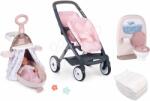 Smoby Set cărucior și valiză de înfășat Powder Maxi Cosi&Quinny Smoby pentru gemene și baie cu toaletă și scutece (SM253217-4)