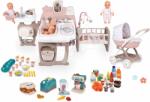 Smoby Set căsuță cu cărucior pentru păpușă Natur D'Amour Baby Nurse Smoby cu set de masă electrocasnice și alimente (SM220376-35) Papusa