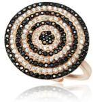  Ezüst Mozaik Gyűrű - Fekete-Fehér Kör - Állítható