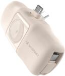 Wozinsky WF16-YCS - bézs powerbank beépített Type-C (USB-C) csatlakozóval, 5000mAh + beépített Type-C (USB-C) kábellel + Apple Watch töltő