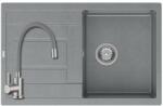 Quadron 1359+SAP4-F090GY - Quadron MORGAN 111 gránit mosogató (780x500 mm, 1 medence+csepegtető) silver stone + Zegor csaptelep szürke szett (1359+SAP4-F090GY)