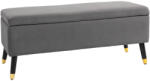 HOMCOM Ülőpad tárolóval, fém és kaucsukfa, szénszürke, 110 x 43 x 45 cm (838-018CG)