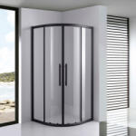 STUXI Nizza Black 90x90 cm íves két tolóajtós zuhanykabin 6 mm vízlepergető biztonsági üveggel, fekete elemekkel, 190 cm magas (TL-6210B-90)