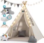 Spielwerk Cort tip teepee pentru copii JULIUS, 120x120x160cm, alb/gri