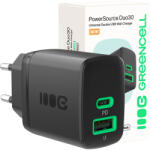 Green Cell PowerSource Duo30 töltő USB/USB-C, fekete, 30W Power Delivery hálózati adapter CHARB-GC-30AC-B (36765)