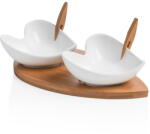 Brandani Set 2 boluri pentru servit cu tocător și 2 scobitori decorative Brandani Coeur Blanc Castron