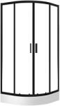 Laveo Bresso cabină cu cădiță 90x90 cm semicircular negru mat/sticlă transparentă JKDD796Z (JKDD796Z)