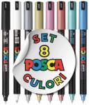 uni Marker cu vopsea Posca PC-1M, varf 0.7 mm, 8 culori/set metalice M1513