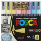 uni Marker cu vopsea Posca PC-5M, varf 1.8-2.5 mm, 8 culori/set pastel M1487